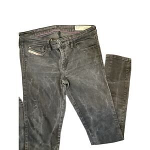 Diesel Skinzee Black Super Slim Skinny Low Waist Distressed Stretch Jeans 30